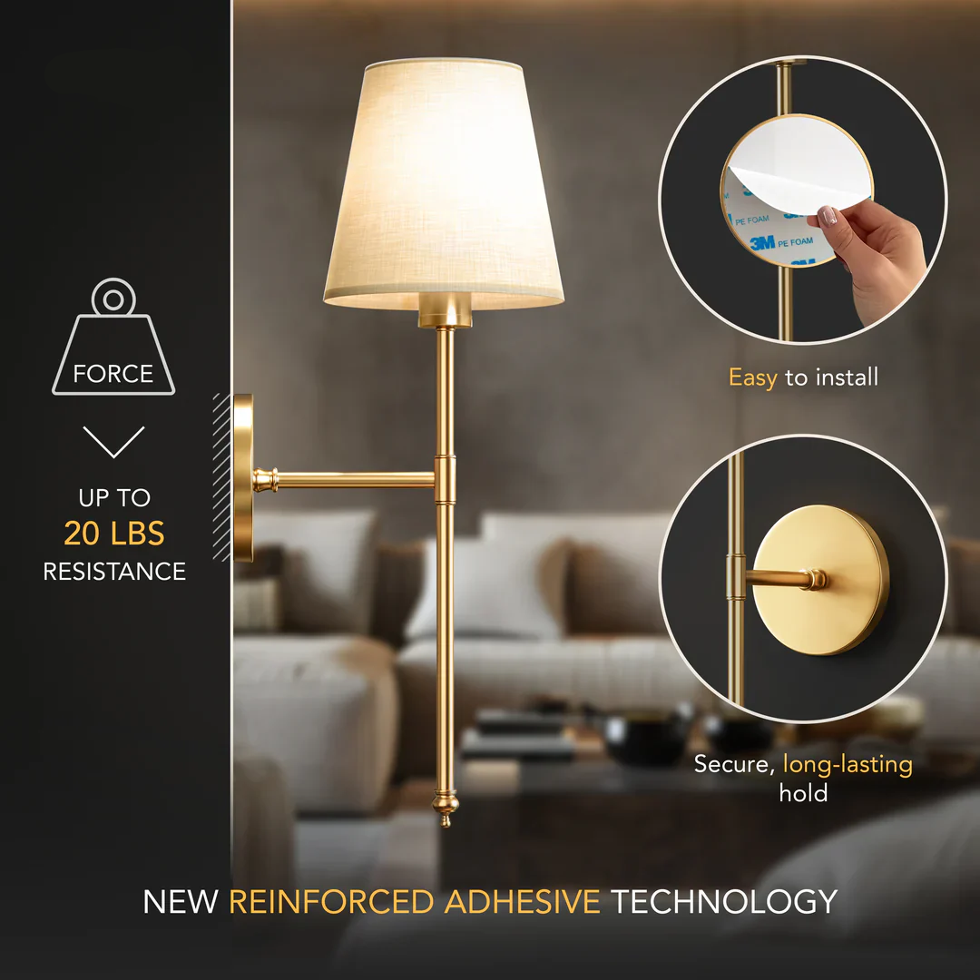 Wireless Wall Lights - Set of 2 + 2 Bulbs Included